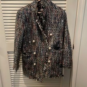 Sans Souci for Forever 21. Jacket is multicolored tweed. Multipurpose.